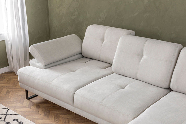 Asir Divano Angolare a destro 3 posti in tessuto Mustang Grande Beige