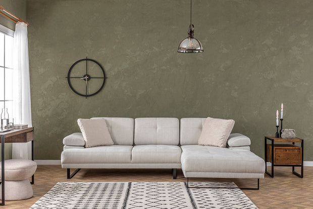 Asir Divano Angolare a destro 3 posti in tessuto Mustang Piccola Beige
