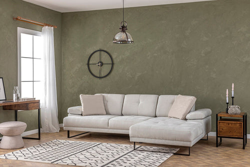 Asir Divano Angolare a destro 3 posti in tessuto Mustang Piccola Beige