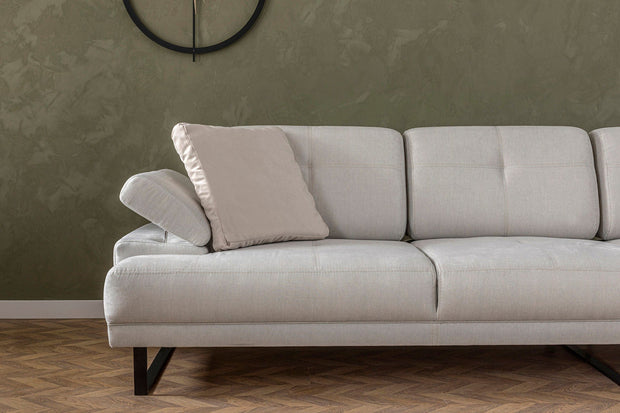 Divano Angolare a destro 3 posti in tessuto Mustang Piccola Beige (4)