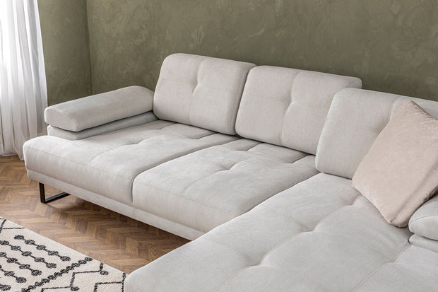 Divano Angolare a destro 3 posti in tessuto Mustang Piccola Beige (5)
