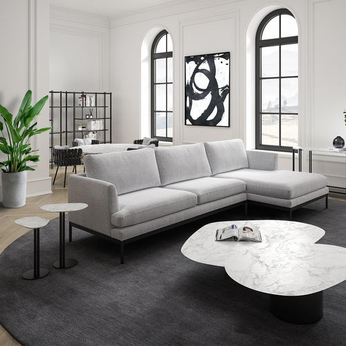Asir Divano Angolare a destro 3 posti in tessuto Pearl Grigio