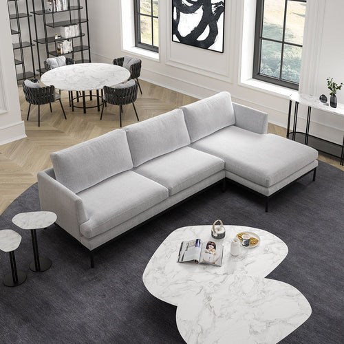 Asir Divano Angolare a destro 3 posti in tessuto Pearl Grigio
