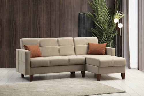 Asir Divano Angolare a destro 3 posti in tessuto Polya Beige