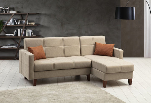 Asir Divano Angolare a destro 3 posti in tessuto Polya Beige