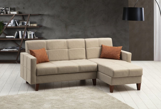 Asir Divano Angolare a destro 3 posti in tessuto Polya Beige