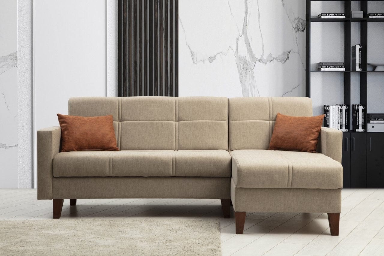 Asir Divano Angolare a destro 3 posti in tessuto Polya Beige