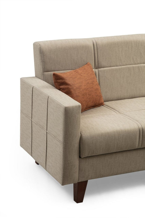 Asir Divano Angolare a destro 3 posti in tessuto Polya Beige