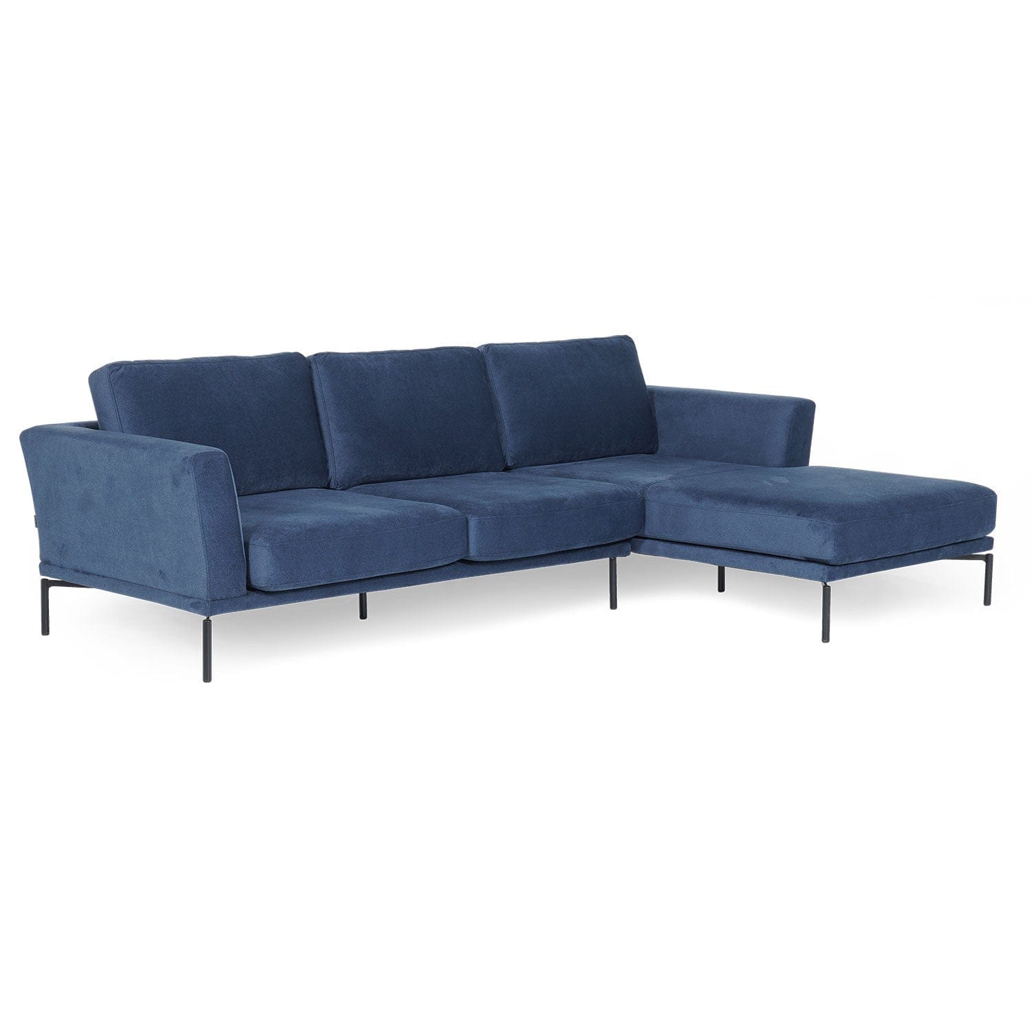 Asir Divano Angolare a destro 3 posti in velluto Jade Blu