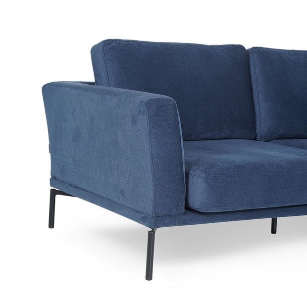 Asir Divano Angolare a destro 3 posti in velluto Jade Blu
