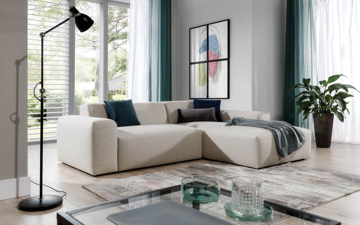 Divano Angolare a destro 3 posti Zeustron L Beige
