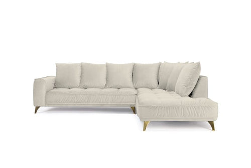 Divano Angolare a destro 4 posti in tessuto Belio Set 1 Beige