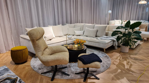 Divano Angolare a destro 4 posti in tessuto Belio Set 1 Beige (1)