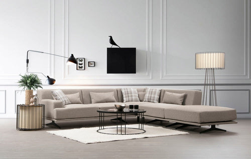 Asir Divano Angolare a destro 4 posti in tessuto Bentley Beige