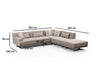 Asir Divano Angolare a destro 4 posti in tessuto Bentley Beige