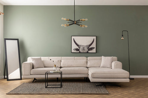 Asir Divano Angolare a destro 4 posti in tessuto Jivago Beige