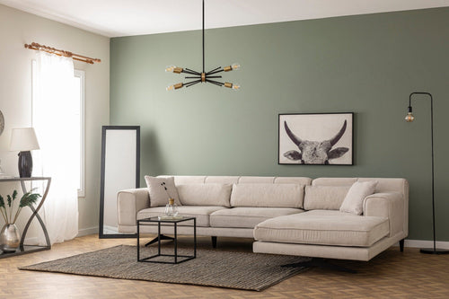 Asir Divano Angolare a destro 4 posti in tessuto Jivago Beige