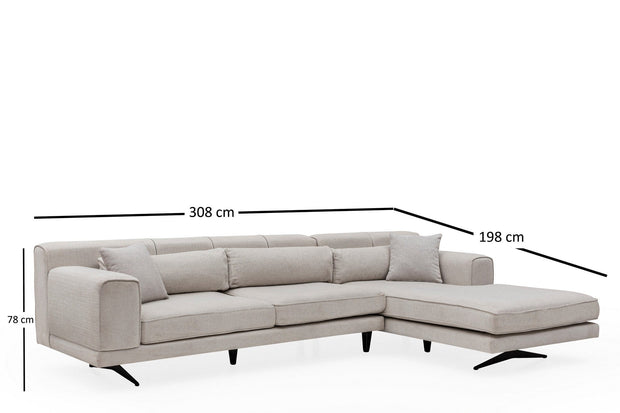 Asir Divano Angolare a destro 4 posti in tessuto Jivago Beige