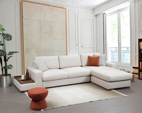Asir Divano Angolare a destro 4 posti in tessuto Loop 19 Beige