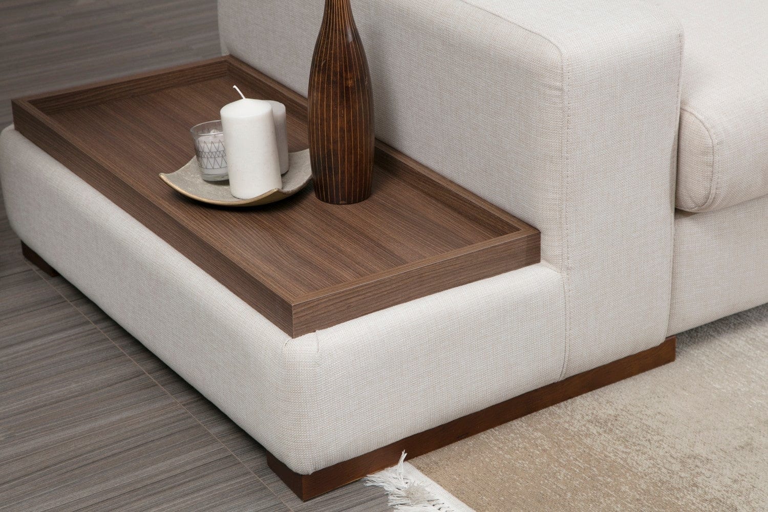 Asir Divano Angolare a destro 4 posti in tessuto Loop 19 Beige