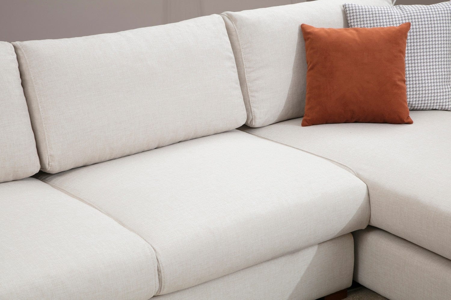 Asir Divano Angolare a destro 4 posti in tessuto Loop 19 Beige
