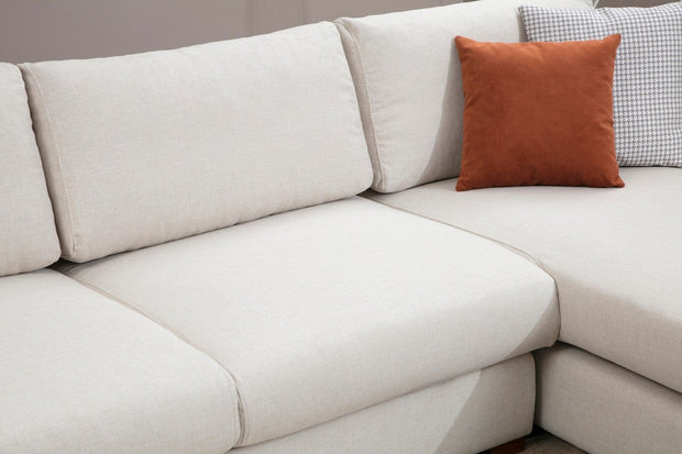 Asir Divano Angolare a destro 4 posti in tessuto Loop 19 Beige