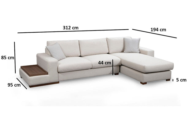 Divano Angolare a destro 4 posti in tessuto Loop 19 Beige (11)
