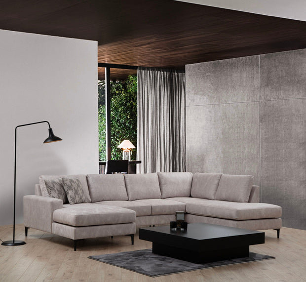 Asir Divano Angolare a destro 4 posti in tessuto Porto Beige
