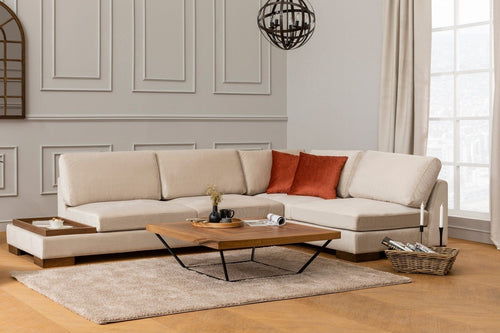 Asir Divano Angolare a destro 4 posti in velluto Tulip Beige