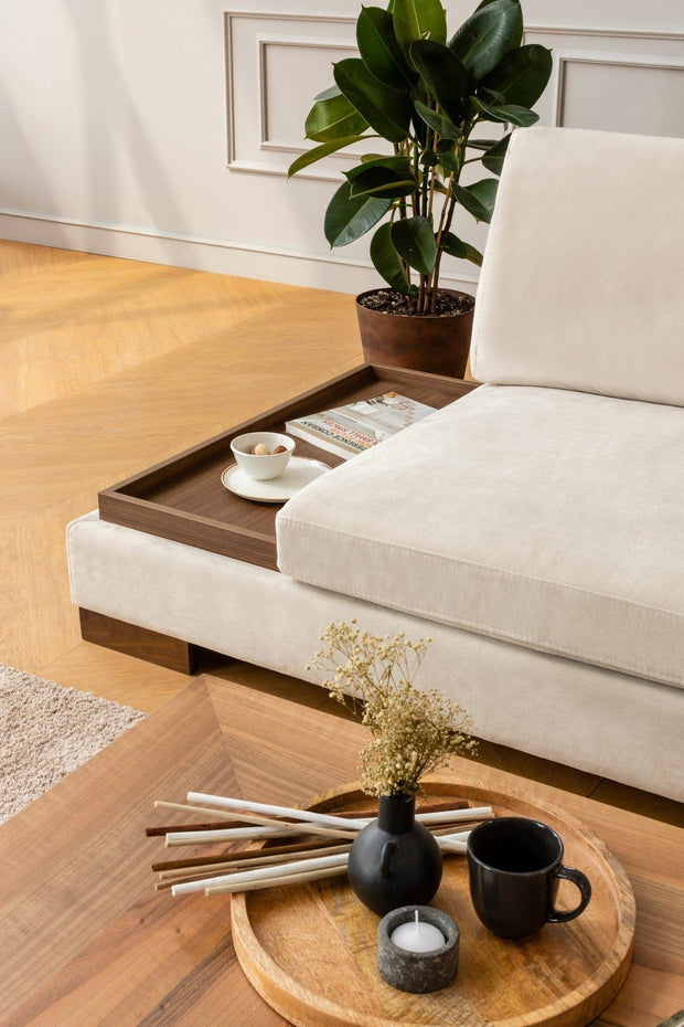 Asir Divano Angolare a destro 4 posti in velluto Tulip Beige