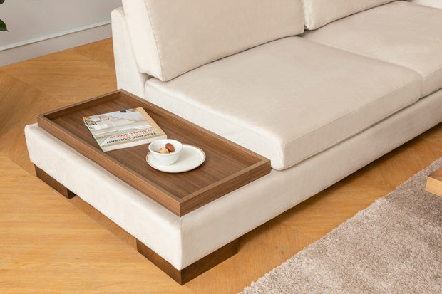 Asir Divano Angolare a destro 4 posti in velluto Tulip Beige