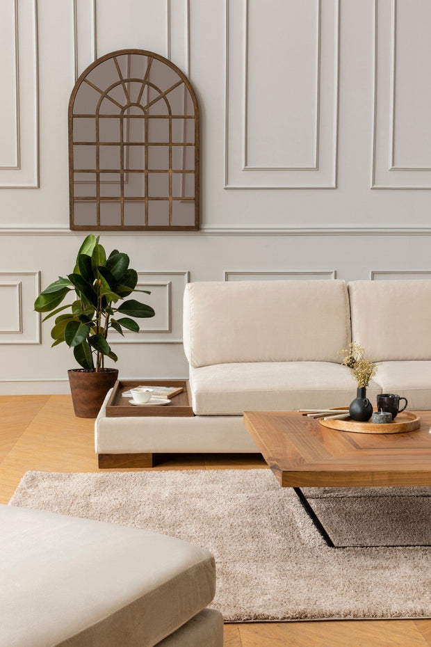 Asir Divano Angolare a destro 4 posti in velluto Tulip Beige