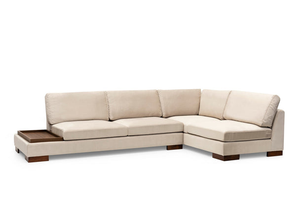 Asir Divano Angolare a destro 4 posti in velluto Tulip Beige