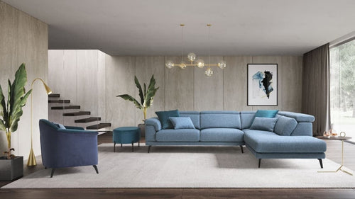 LeComfort Divano Angolare a destro 4 posti Notos Blu