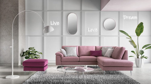 LeComfort Divano Angolare a destro 4 posti Papilis Rosa