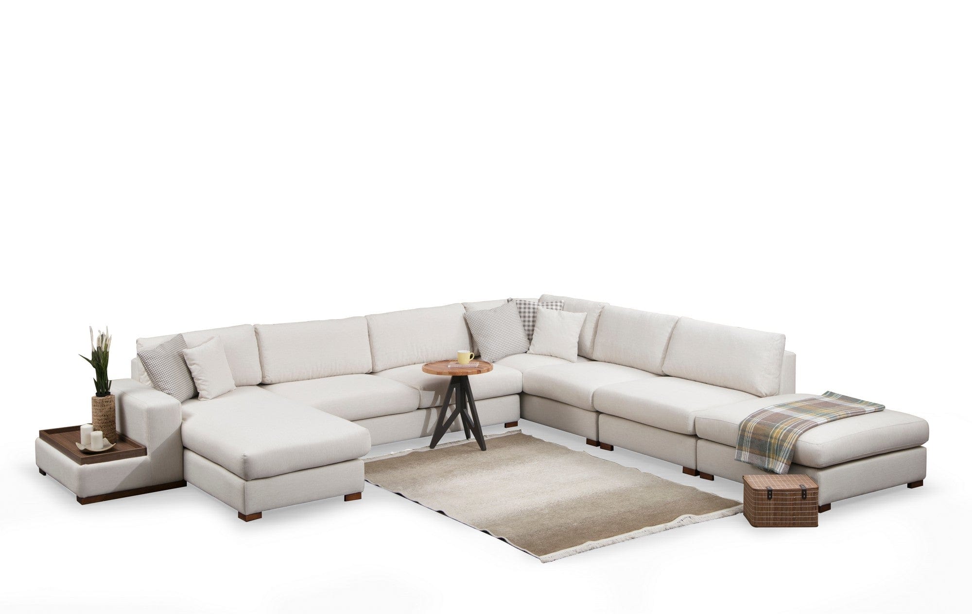 Asir Divano Angolare a destro 5 posti in tessuto Loop 11 Beige