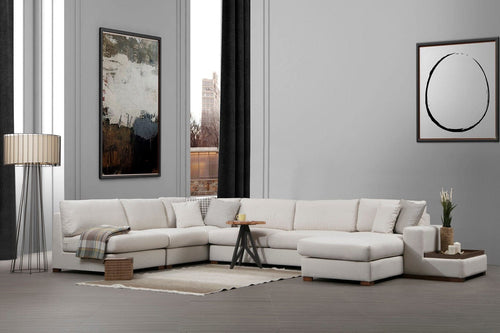 Asir Divano Angolare a destro 5 posti in tessuto Loop 9 Beige