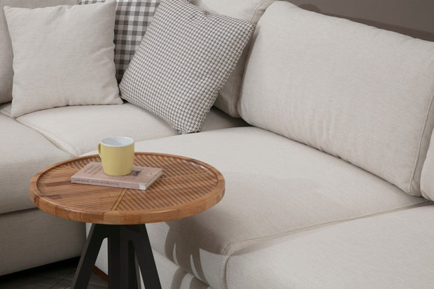 Asir Divano Angolare a destro 5 posti in tessuto Loop 9 Beige