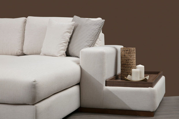 Asir Divano Angolare a destro 5 posti in tessuto Loop 9 Beige