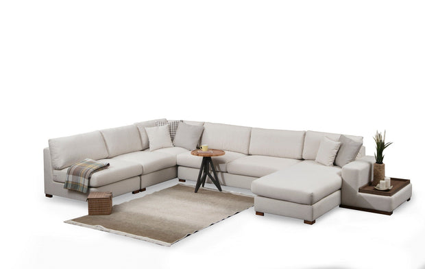 Asir Divano Angolare a destro 5 posti in tessuto Loop 9 Beige
