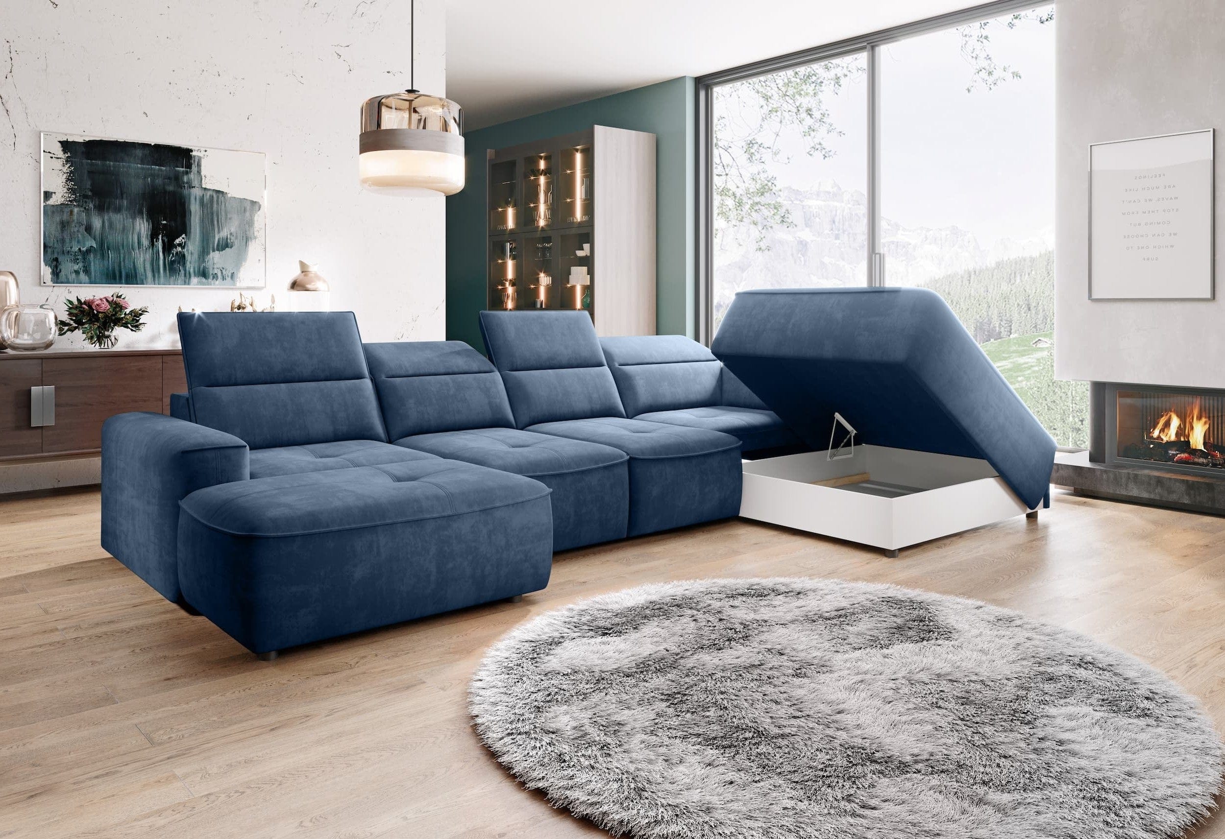 Wersal Divano Angolare a destro 6 posti Combi XL Blu