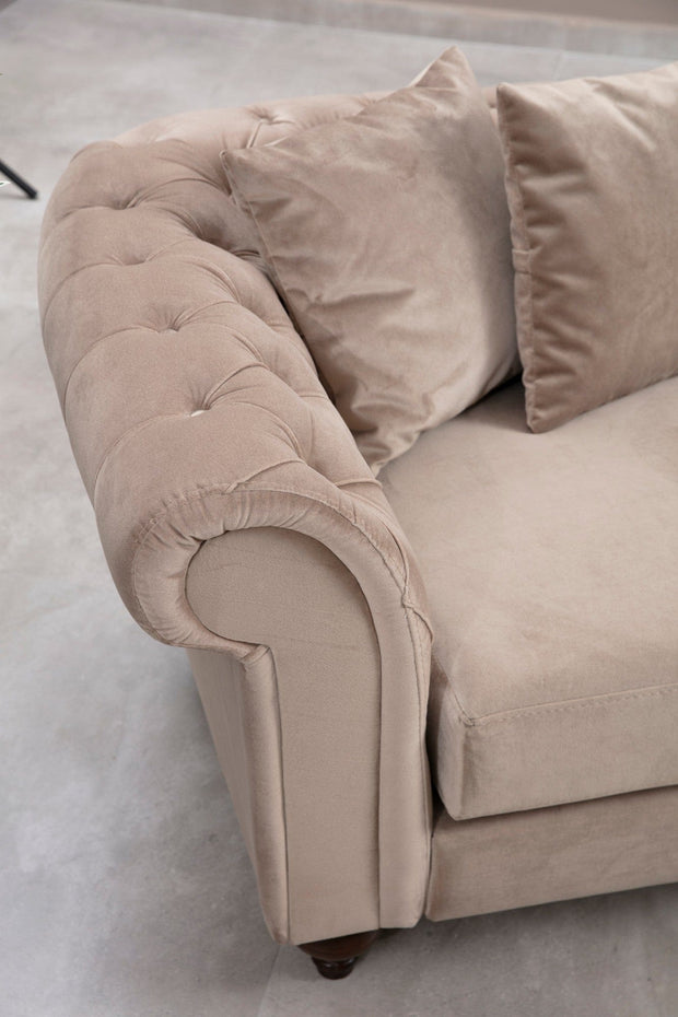 Asir Divano Angolare a destro 6 posti in velluto Bogart Beige
