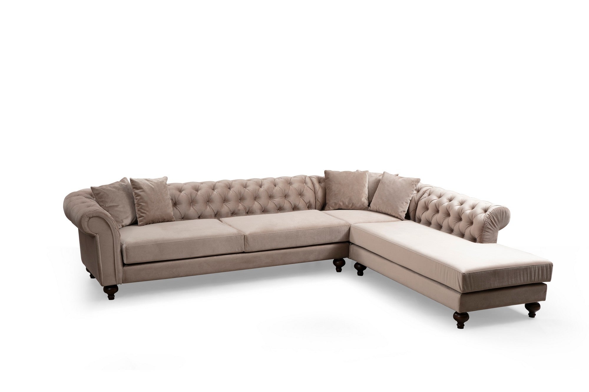 Asir Divano Angolare a destro 6 posti in velluto Bogart Beige