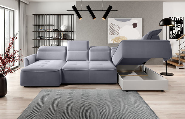 Wersal Divano Angolare a destro 6 posti Murielle XL Grigio