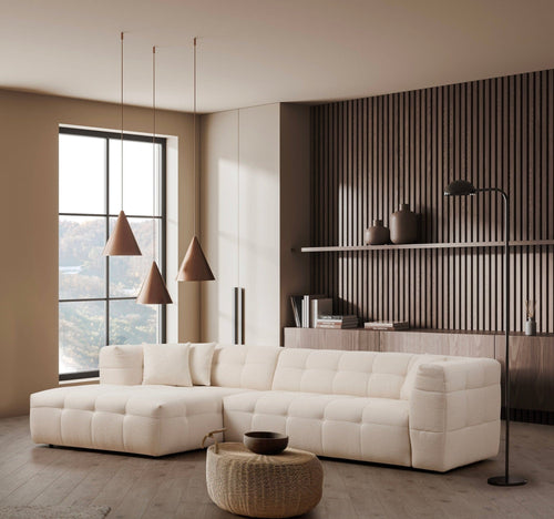 Asir Divano Angolare a sinistro 3 posti in tessuto Cady 3 Beige