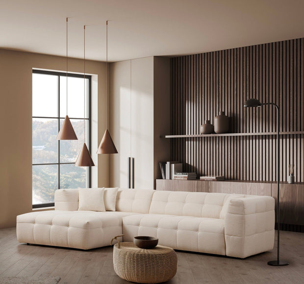 Asir Divano Angolare a sinistro 3 posti in tessuto Cady 3 Beige