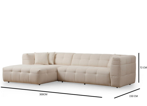 Asir Divano Angolare a sinistro 3 posti in tessuto Cady 3 Beige