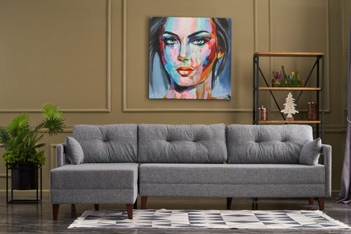 Asir Divano Angolare a sinistro 3 posti in tessuto Comfort Grigio