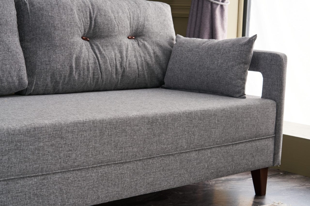 Asir Divano Angolare a sinistro 3 posti in tessuto Comfort Grigio