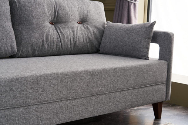 Asir Divano Angolare a sinistro 3 posti in tessuto Comfort Grigio